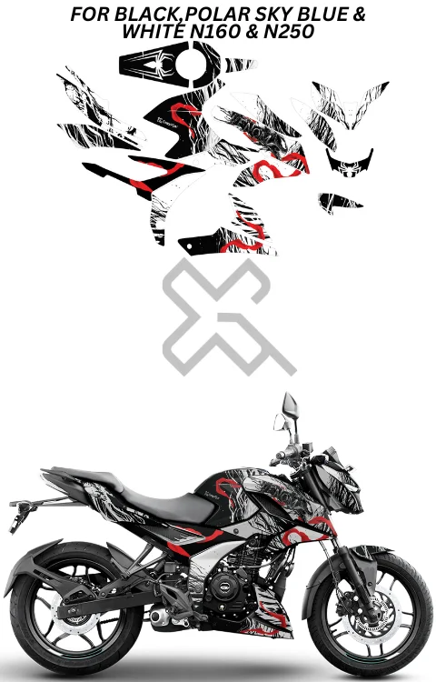 Venom Edition Full Body Sticker Compatible with Pulsar N160 & N250 | Made In Premium Gloss Vinyl With FPF(Fade Protection Film), Water Proof, Precut Sticker, Pack Of 1 Compatible with Both Side